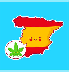 Cute Happy Funny Spain Map And Flag