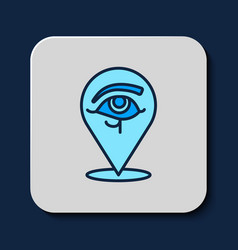 Filled Outline Eye Of Horus Icon Isolated On Blue