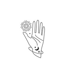 Human Hand Open In Stop Gesture Reach Out To Sun