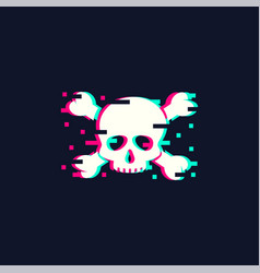 Skull In Trendy Glitch Style