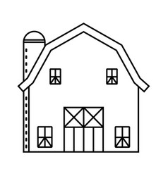 Barn Or Farm House With Pole Barns - Line Art