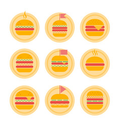 Burger Icon Set Fast Food Sign