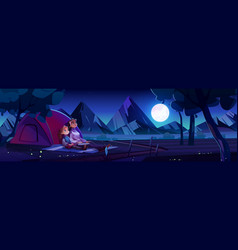 Family Camping Cartoon Design