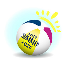 Hello Summer 2020 Beach Ball On A White