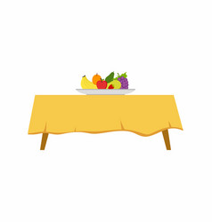 Flat Vintage Dinner Table With Fresh Fruit Plate