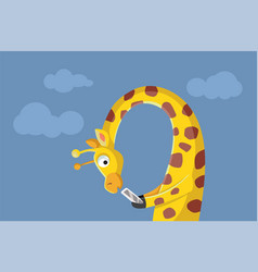 Funny Giraffe Slouching Over The Phone Cartoon