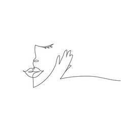 Line Art Woman Portrait Hand Touch Face Logo