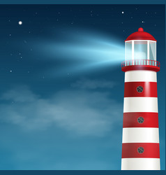 Night Sky With Sea Lighthouse Or Beacon Tower