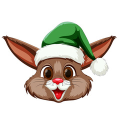 Cute Rabbit Wearing A Christmas Elf Hat