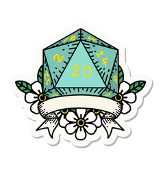 Natural 20 Critical Hit D20 Dice Roll Sticker