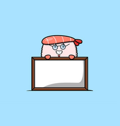 Cute Cartoon Sushi Shrimp Teacher With Whiteboard