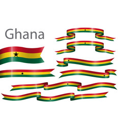 Set Of Flag Ribbon With Colors Ghana