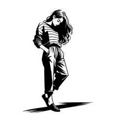 Frustrated Or Sad Girl Monochrome Clip Art Comic