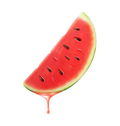 Sliced Of Watermelon With Juice Dripping Isolated