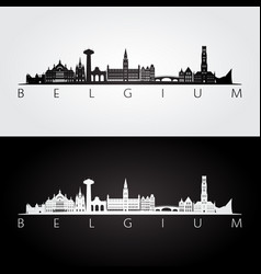 Belgium Skyline And Landmarks Silhouette