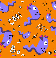 Creepy Worm Monster Seamless Pattern