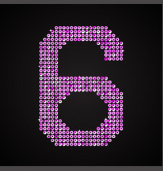 Purple Pink Glitter Sequins Dots Number - 6