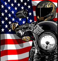 Motorcycle Front View And Flag