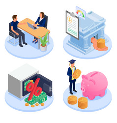 Bank Loan Isometric Set