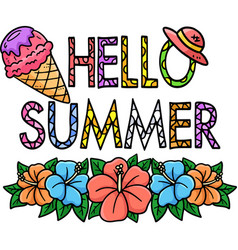 Hello Summer Cartoon Colored Clipart