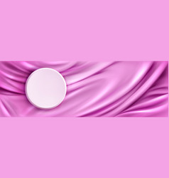 Realistic Round Platform On Silk Fabric Background