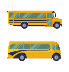 Set Of Yellow Classic Bus Side View