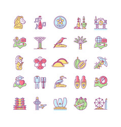 Singapore National Symbols Rgb Color Icons Set