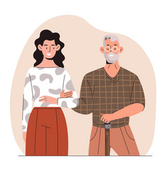 Woman Helps Old Man Concept