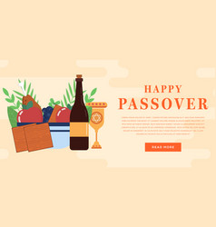 Flat Happy Passover Horizontal Banner Design