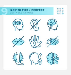 People With Perception Disorders Light Blue Icons