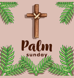 Hand Drawn Design Palm Sunday With The Cross And