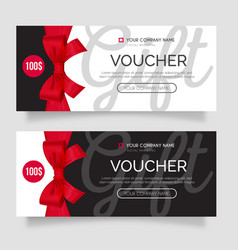 Modern Gift Voucher Set With Realistic Red Ribbon