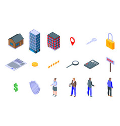 Realtor Icons Set Isometric Style