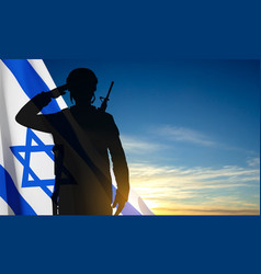 Silhouette Of Soldier With Israel Flag