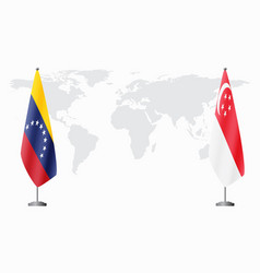 Venezuela And Singapore Flags For Official Meeting