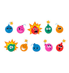 Cartoon Funny Bomb Characters Isolated Set