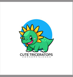 Cute Triceratops Logo Design Mascot