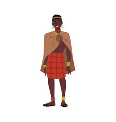 African Ethnicity Tribe Man Cartoon Character Flat