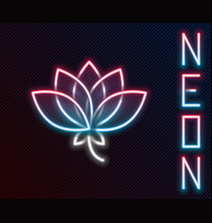 Glowing Neon Line Lotus Flower Icon Isolated