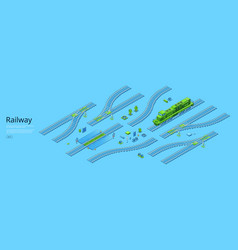 Isometric Locomotive Railway Rail Track Elements