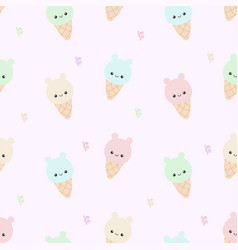 Cute Bear Ice Cream Seamless Pattern