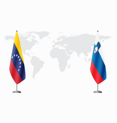 Venezuela And Slovenia Flags For Official Meeting