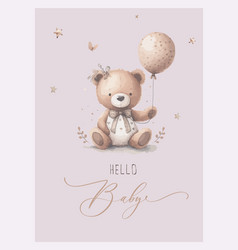 Baby Shower Card Design Watercolor Bear