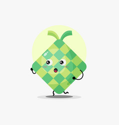 Cute Ketupat Food Character Exercising Jogging