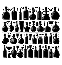 Silhouette Set Of Bottles