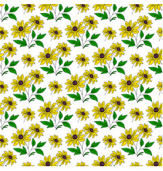 Yellow Black Eyed Susan Flower Branch Seamless