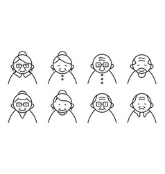 Elderly People Avatar Icon In Line Style