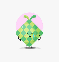 Cute Ketupat Food Character Is Crying