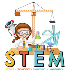 Scientist Girl Cartoon Character With Stem