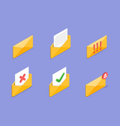 3d Isometric Flat Set Of Email